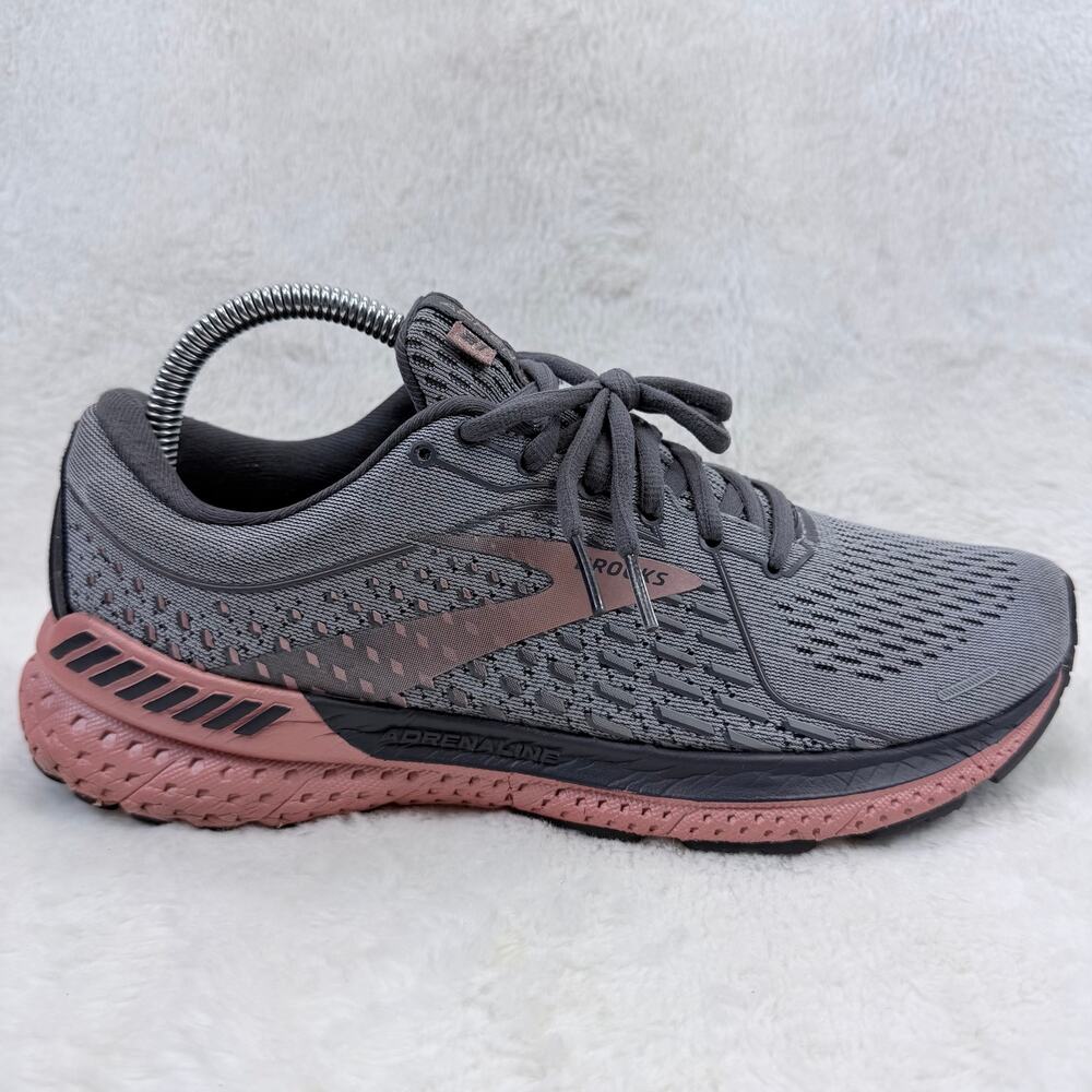 Brooks Adrenaline GTS 21 Womens Running Shoes Gray Rose Gold Size 9.5 Medium